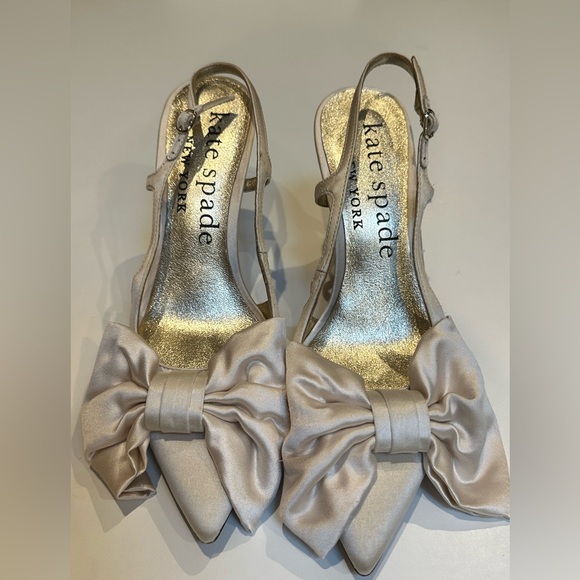 Kate Spade Ivory Bow Slingback Heels - Picture 1 of 3